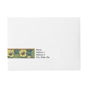 Art Nouveau Nasturtium Blue Gold floral Verneuil  Wraparound Address Label