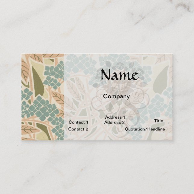 art nouveau nature botanical autumn pattern business card (Front)