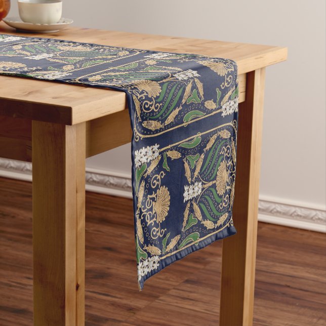 Art Nouveau Nautical Sea Shell Short Table Runner (In Situ)