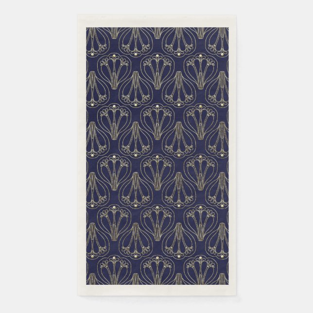 Art Nouveau Navy Blue and Gold Napkin (Front)