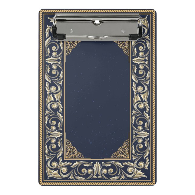 Art nouveau, navy blue, gold,antique,belle époque, mini clipboard (Front)