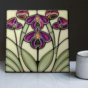 Art Nouveau Nemesia 'Dazzle-Me Lilac' Symmetrical Tile