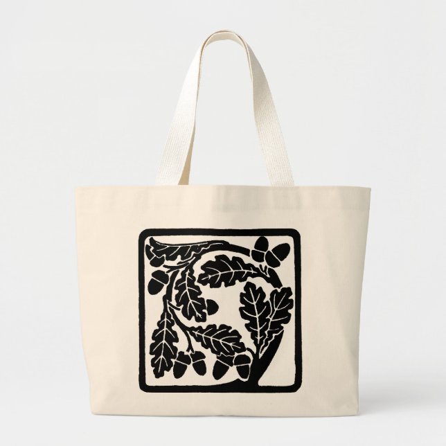 Art Nouveau Oak Leaves and Acorns Large Tote Bag (Front)