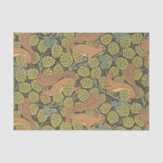 Art Nouveau Oak & Squirrels Tissue Paper (Front)