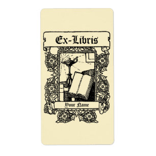 Art Nouveau Oil Lamp Floral Ex Libris Template