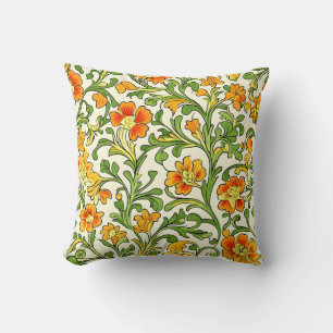 Art Nouveau orange and yellow floral pattern Cushion