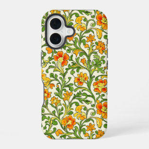Art Nouveau orange and yellow floral pattern iPhone 16 Case