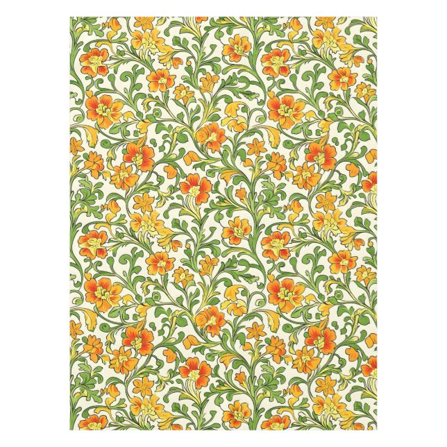 Art Nouveau orange and yellow floral pattern  Tablecloth (Front)