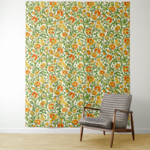 Art Nouveau orange and yellow floral pattern Tapestry
