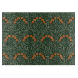 Art Nouveau Orange Roses and Sinuous Stems Cutting Board
