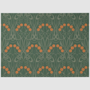 Art Nouveau Orange Roses and Sinuous Stems Tissue Paper