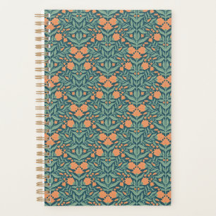 Art Nouveau orange tulip-like floral pattern Planner