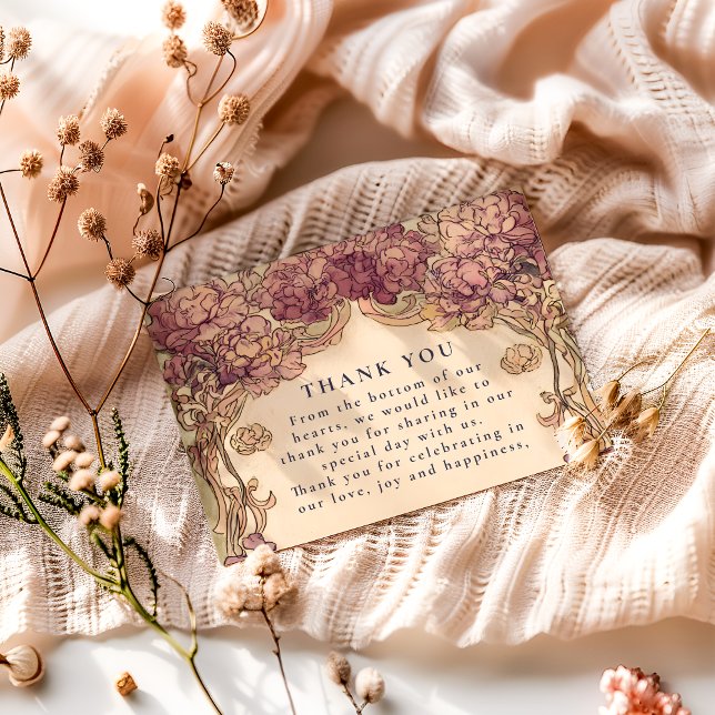 Art Nouveau Orchid Wedding Thank You Card (Creator Uploaded)