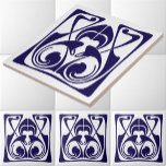 Art Nouveau Ornament Frieze Tile<br><div class="desc">This blue and white art nouveau frieze ornament was derived from an antique Victorian era ca. 1878 art publication. You can customise the colours.</div>