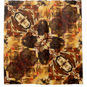 art nouveau ornamental vintage golden and brown pa shower curtain