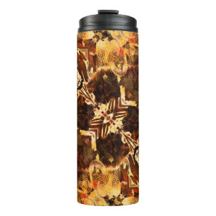 art nouveau ornamental vintage golden and brown pa thermal tumbler