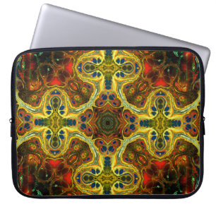 art nouveau ornamental vintage pattern in green, y laptop sleeve