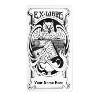 Art Nouveau Owl Ex Libris Bookplate Stickers
