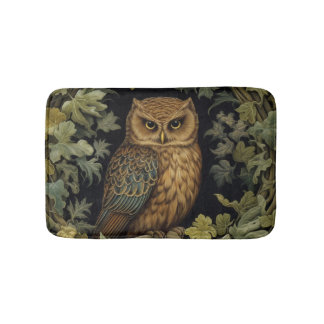 Art nouveau owl in the forest bath mat