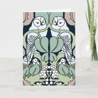 Art Nouveau Owl Nest Happy Anniversary Cards