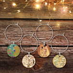 Art Nouveau Paintings Gustav Klimt Wine Charm<br><div class="desc">Art Nouveau wine charms with four Gustav Klimt symbolic paintings including,  the Kiss,  Flower Garden,  and Tree of Life. He was an Austrian artist from the Art Nouveau period.</div>