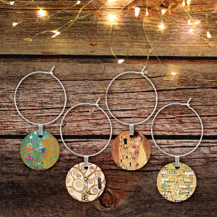 Art Nouveau Paintings Gustav Klimt Wine Charm