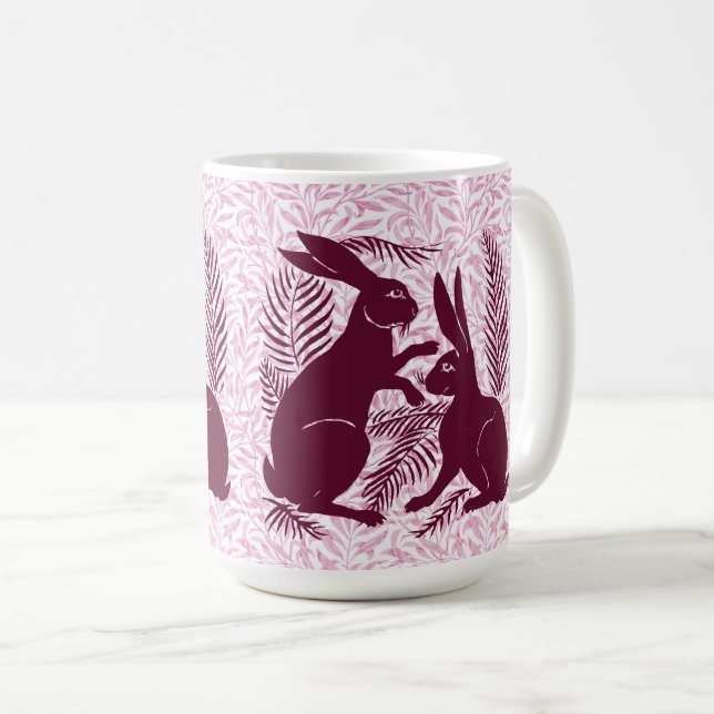 Art Nouveau Pair of Rabbits De Morgan and Morris Coffee Mug (Front Right)