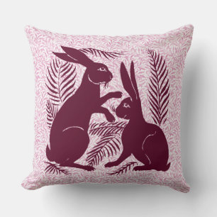 Art Nouveau Pair of Rabbits De Morgan and Morris Cushion