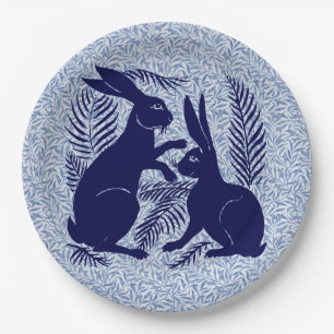 Art Nouveau Pair of Rabbits De Morgan and Morris Paper Plate