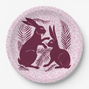 Art Nouveau Pair of Rabbits De Morgan and Morris Paper Plate