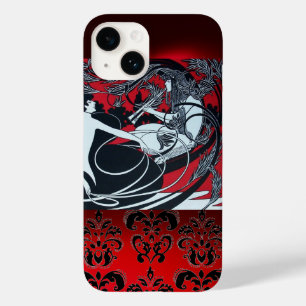 ART NOUVEAU PAN , RED BLACK WHITE DAMASK Case-Mate iPhone 14 CASE