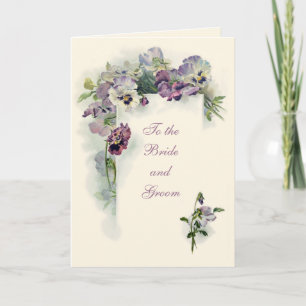 Art nouveau pansies Wedding Congratulations card