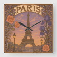 Art Nouveau Paris Eiffel Tower Floral