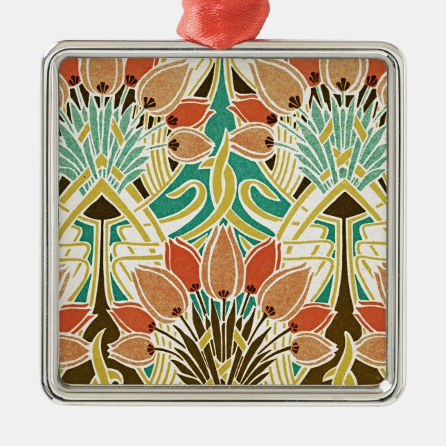 Art Nouveau pattern #11 Metal Tree Decoration (Front)