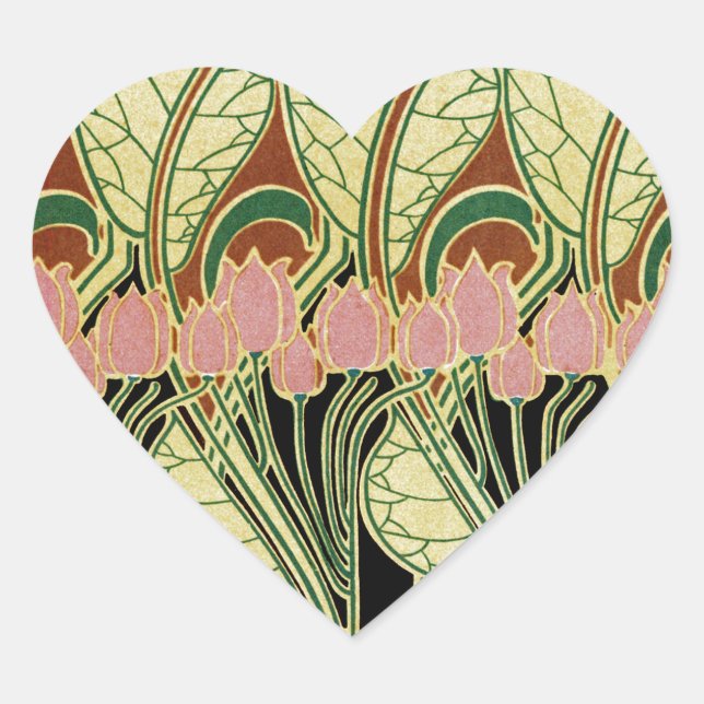 Art Nouveau pattern #1 Heart Sticker (Front)