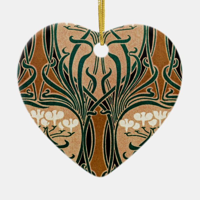 Art Nouveau pattern #9 Ceramic Tree Decoration (Front)