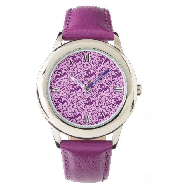 Art Nouveau pattern, plum on orchid Watch (Front)