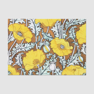 Art Nouveau pattern Pretty Yellow Poppies, popular Tissue Paper
