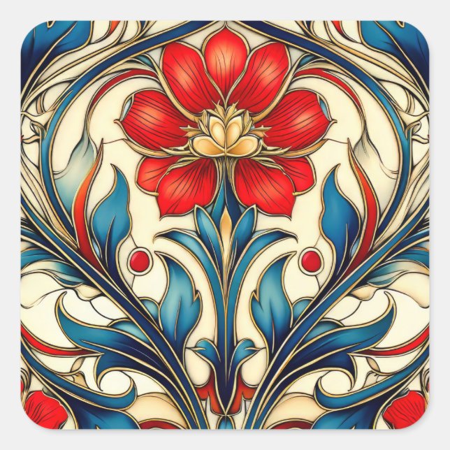Art Nouveau Pattern Square Sticker (Front)