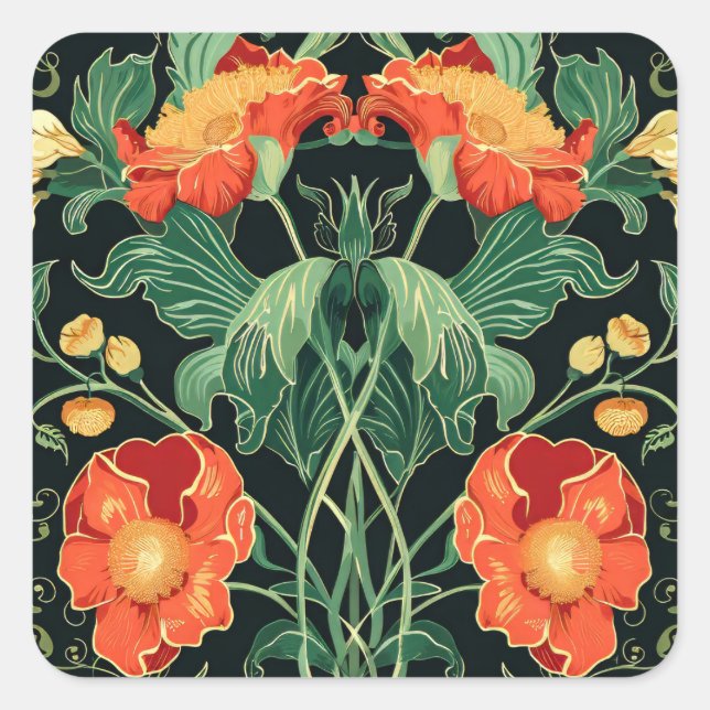 Art Nouveau Pattern Square Sticker (Front)