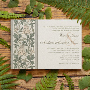 Art Nouveau Peachy Pink Wedding Invitation