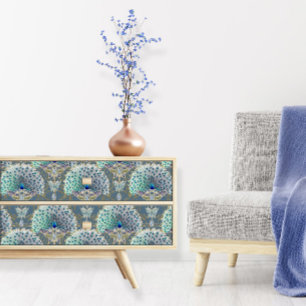 Art Nouveau Peacock Butterfly Navy Deco Decoupage Tissue Paper