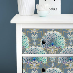 Art Nouveau Peacock Butterfly Navy Deco Decoupage  Tissue Paper