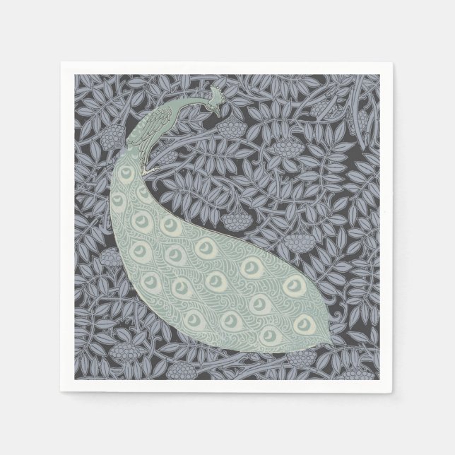Art Nouveau Peacock Classic Vintage Bird Napkin (Front)