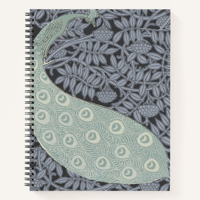 Art Nouveau Peacock Classic Vintage Bird Notebook (Front)
