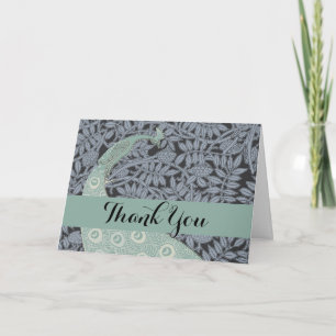 Art Nouveau Peacock Classic Vintage Bird Thank You Card