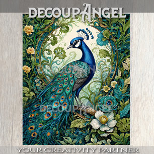 Art Nouveau Peacock Decoupage Tissue Paper