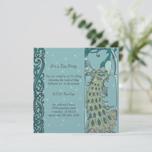 Art Nouveau Peacock  Dinner Invitations