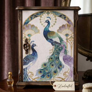 Art Nouveau Peacock Floral Gold Effect TMF26 Tissue Paper