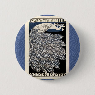 Art Nouveau Peacock Poster 6 Cm Round Badge